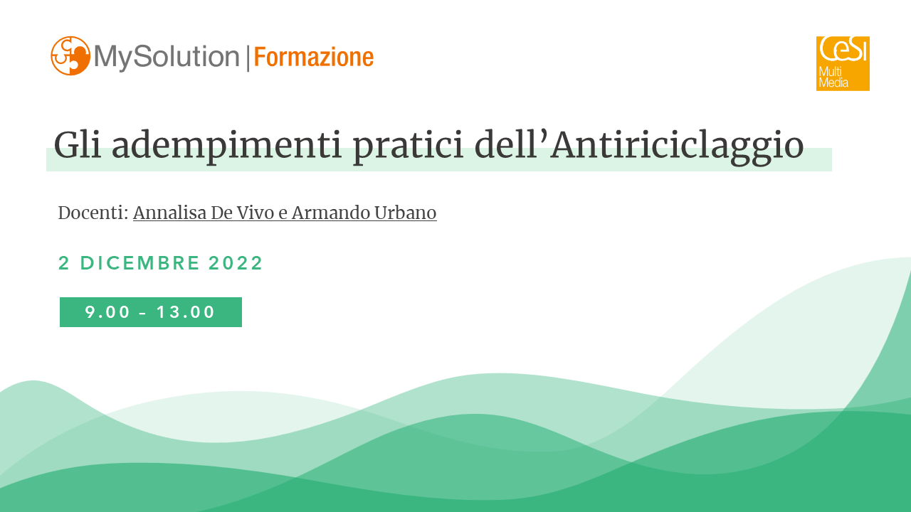 Streaming:  Gli adempimenti pratici dell’antiriciclaggio – 02/12/2022